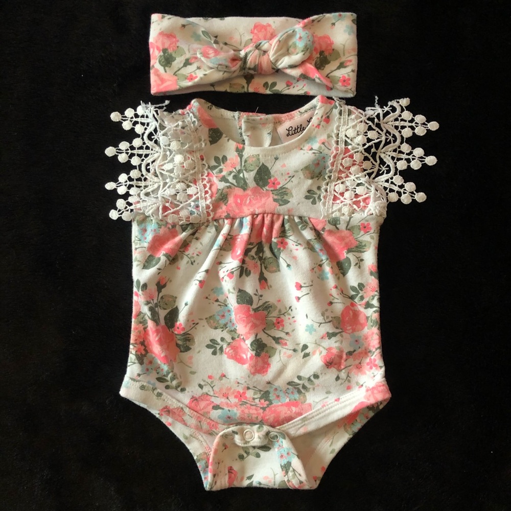 Cute Floral Onesie w/ Bow